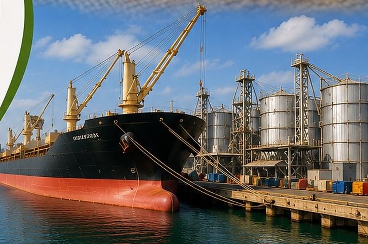 Buque granelero y silos en Puerto Cabello